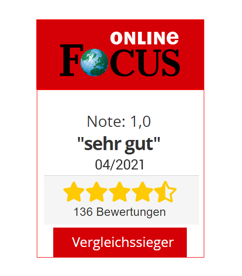 Vergleichssieger bei focus.de - Fahrtenbuch-Test 2021